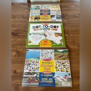 Melissa & Doug 3-Pack Activity Bundle Reusable Sticker Pads and Dot-to-Dot Pad